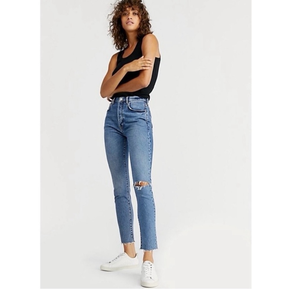Free People Stella High Rise Raw Hem Skinny Jeans 27